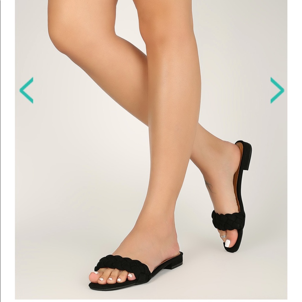 Qupid Braided Strap Flat Slide Sandals